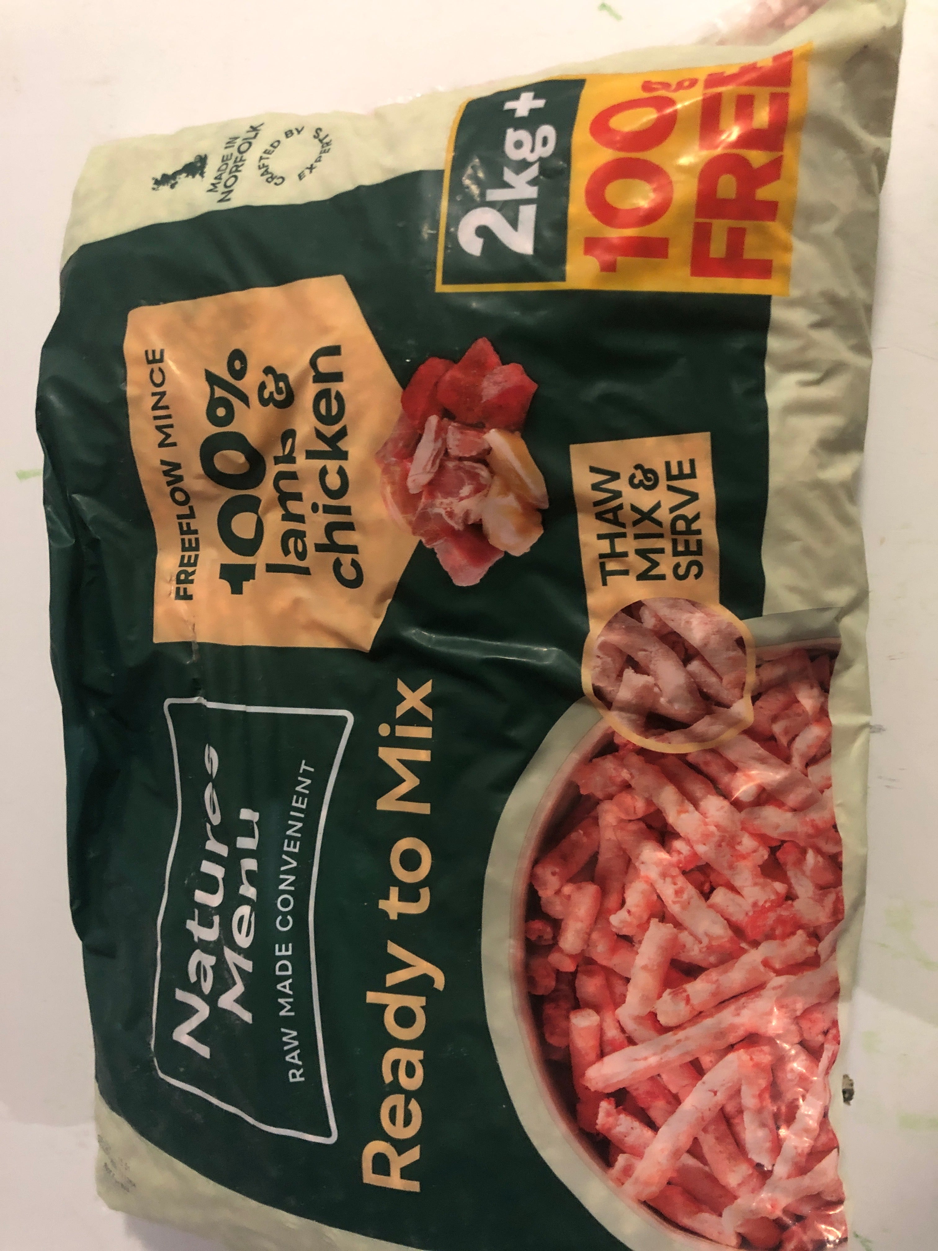 Natures Menu Freeflow Lamb & Chicken mince 2kg+